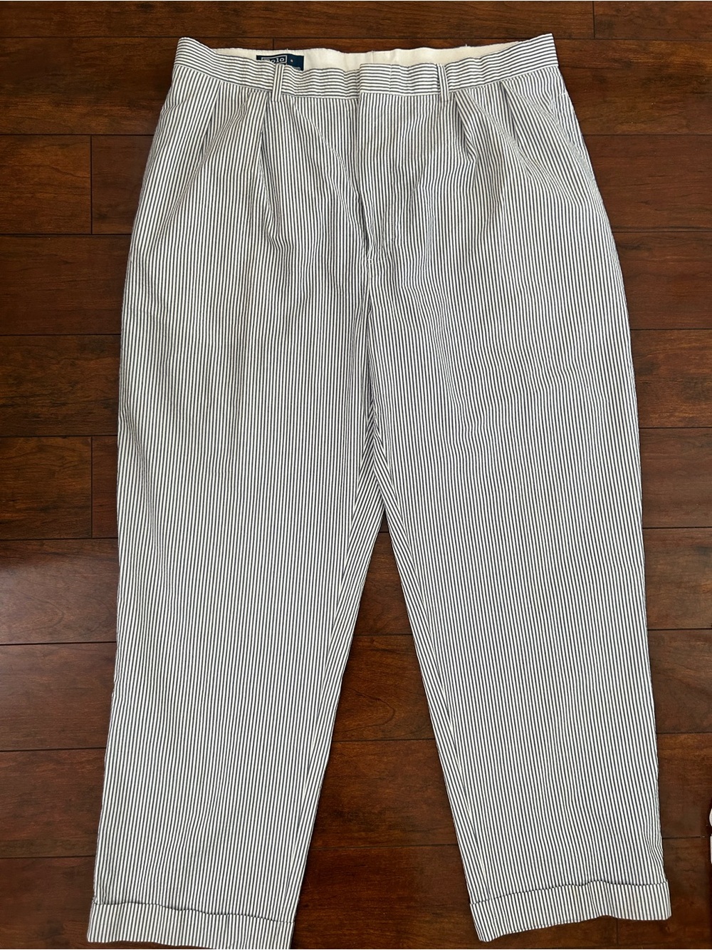 Polo Ralph Lauren Men's Vintage White & Navy Seersucker Chinos 38x30